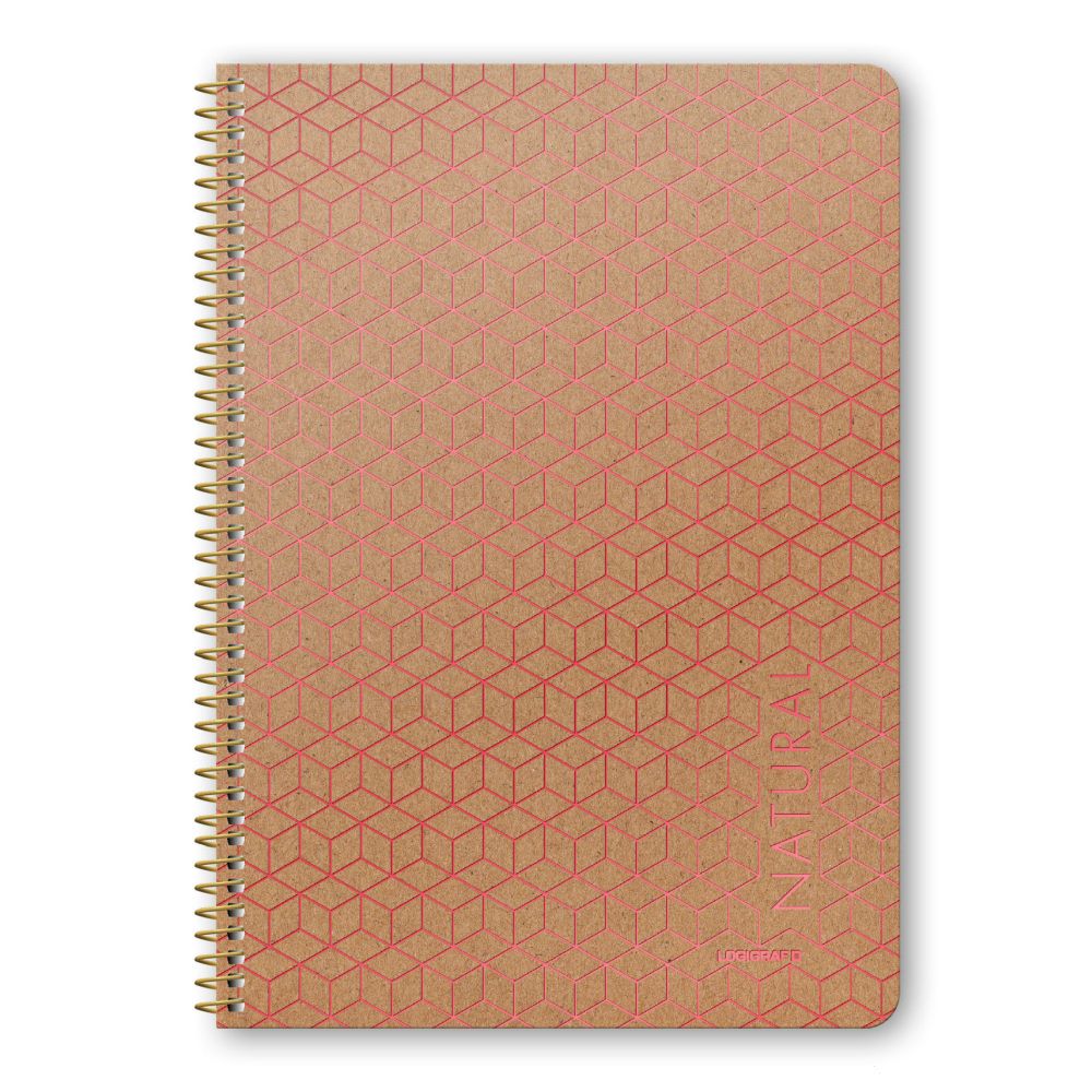 NATURAL Wirelock Notebook B5/17Χ25 4 Subjects 120 Sheets 6pcs