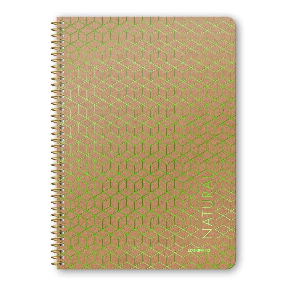 NATURAL Wirelock Notebook B5/17Χ25 4 Subjects 120 Sheets 6pcs