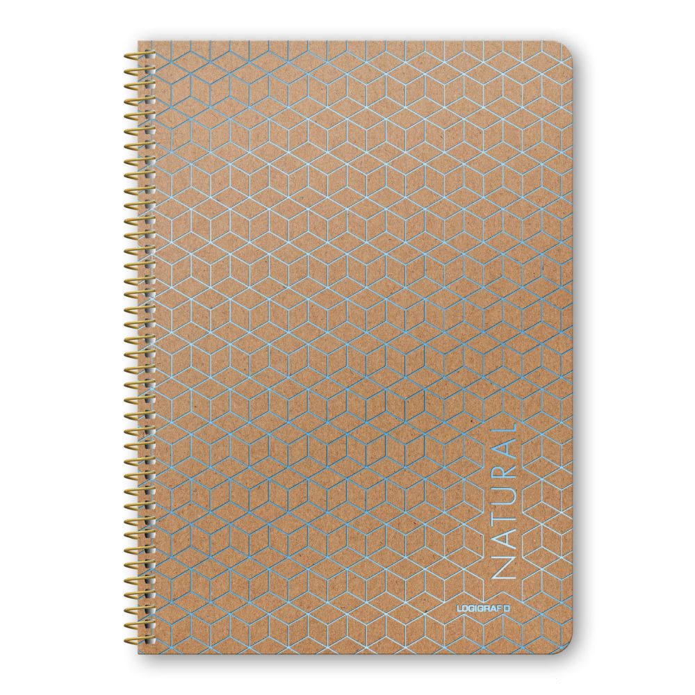NATURAL Wirelock Notebook B5/17Χ25 4 Subjects 120 Sheets 6pcs