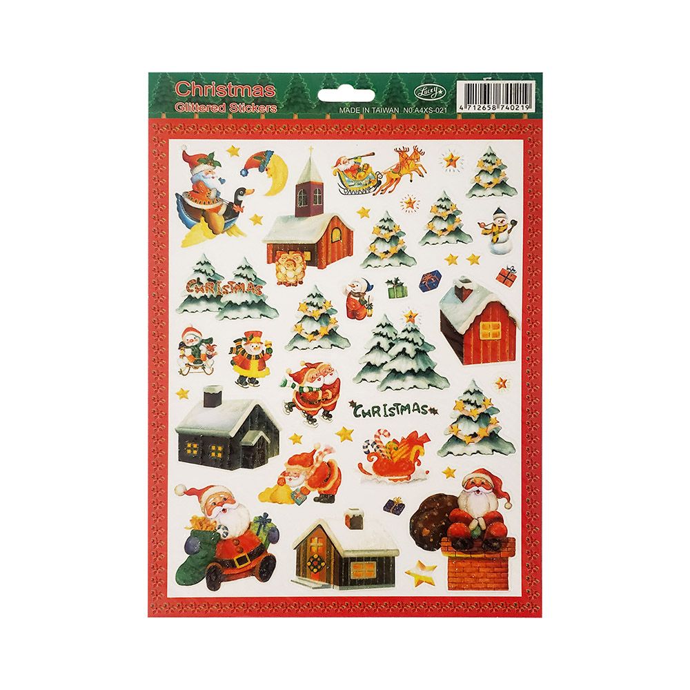 Stickers in A4 sheet CHRISTMAS #21 with Glitter