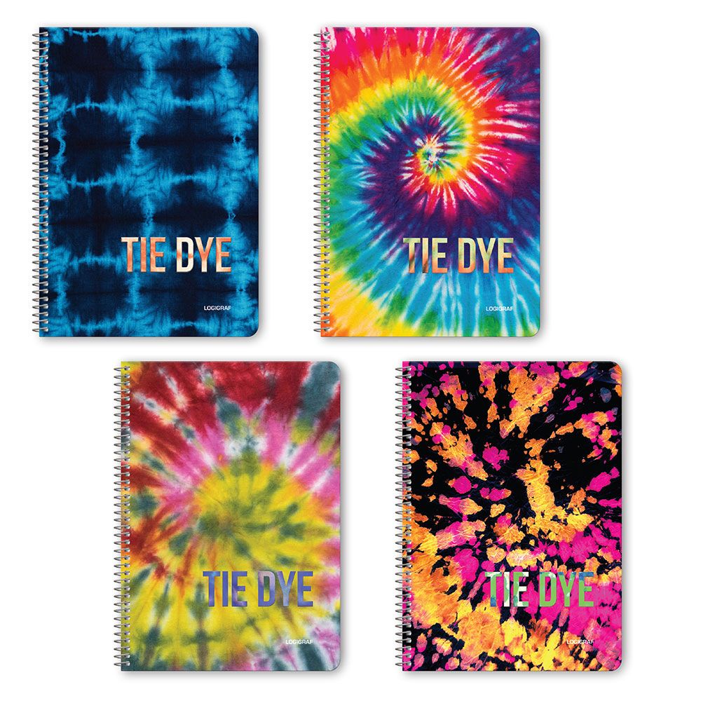 TIE DYE Τετράδιο Σπιράλ Wirelock B5/17Χ25 3Θ 90Φ 6τμχ