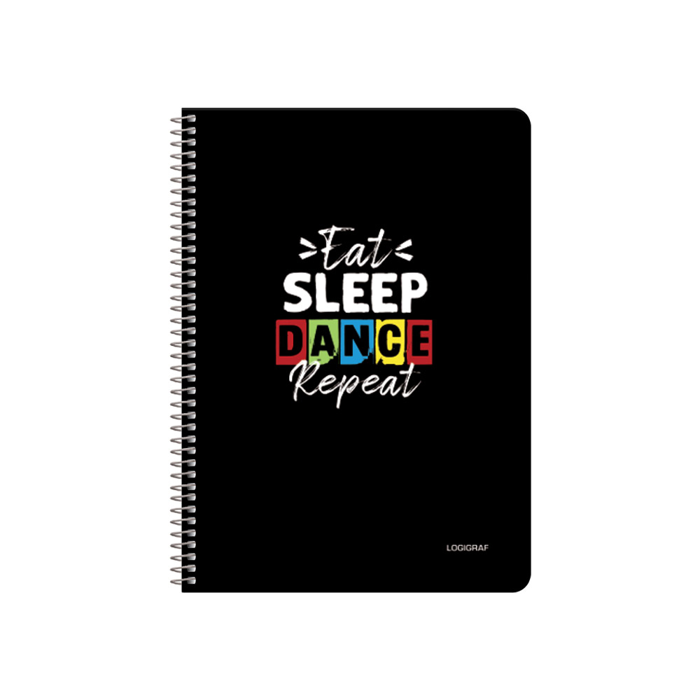 EAT SLEEP REPEAT Wirelock Notebook B5/17Χ25 3 Subjects 90 Sheets 6pcs pack