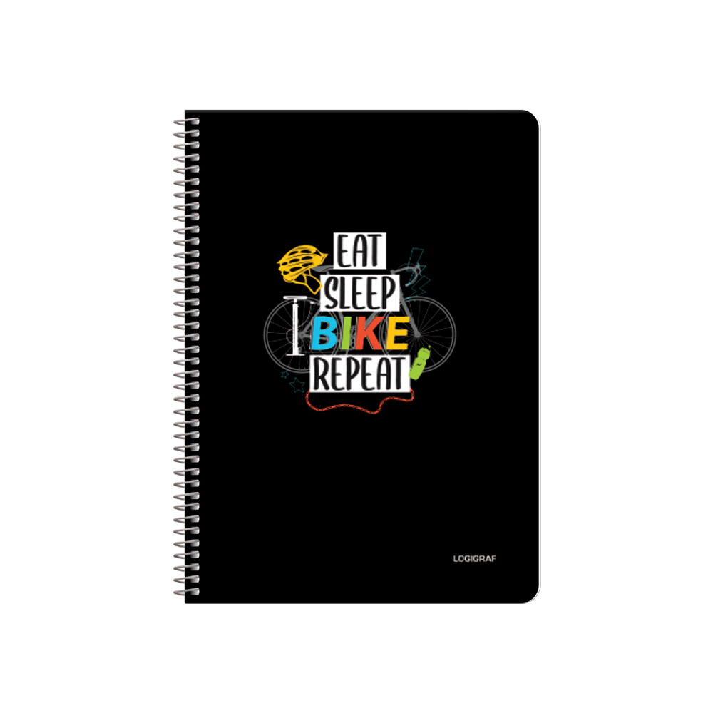 EAT SLEEP REPEAT Wirelock Notebook B5/17Χ25 3 Subjects 90 Sheets 6pcs pack