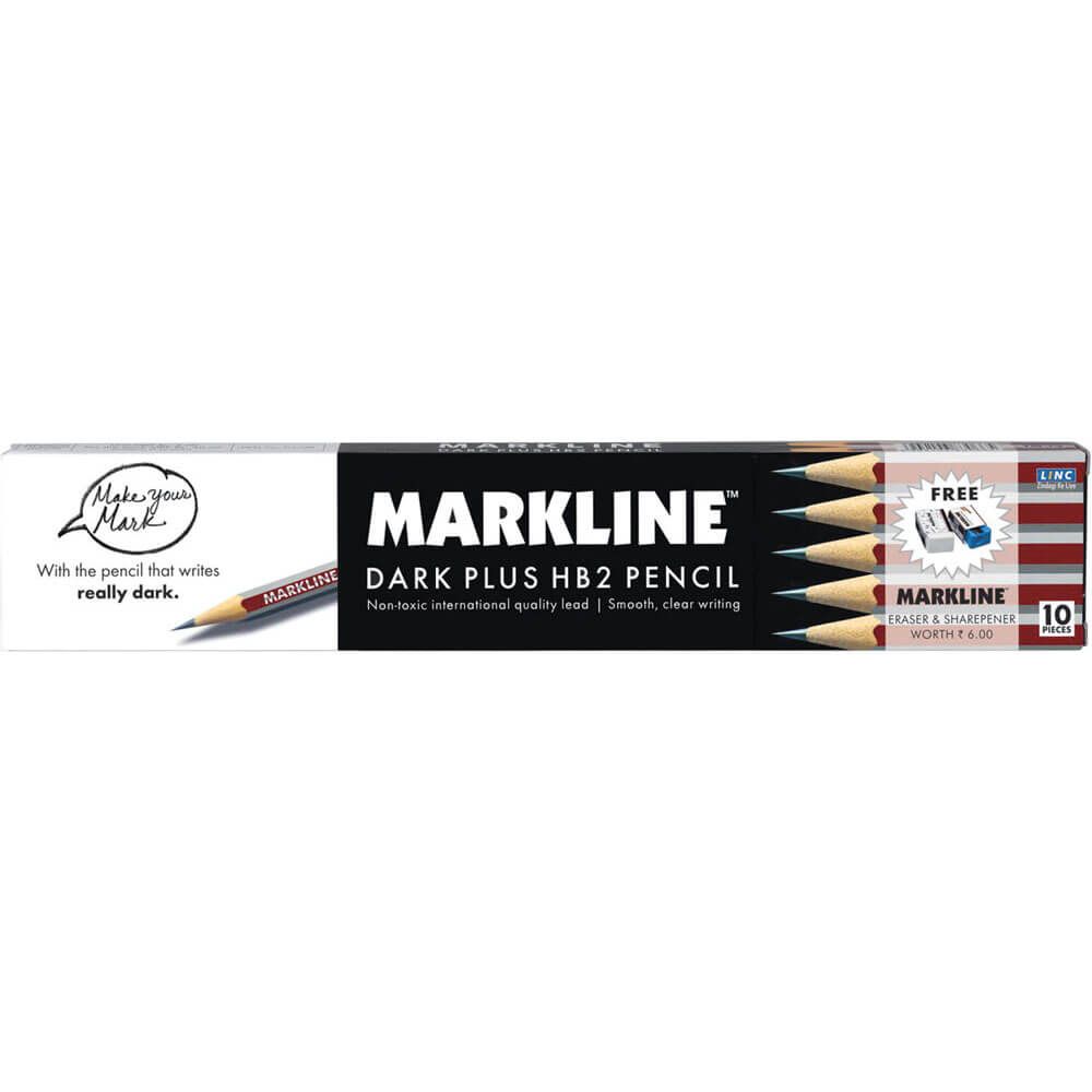 Μολύβι 2HB/Markline, σετ 10τμχ +ΔΩΡΕΑΝ 1 σβήστρα+1 ξύστρα