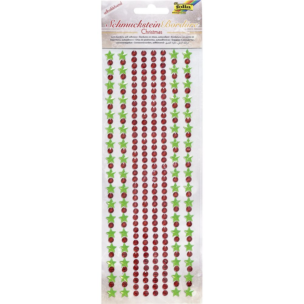Set  Stickers Jewel Stones Borders X-MAS 1, 1 sheet 10.5X26cm