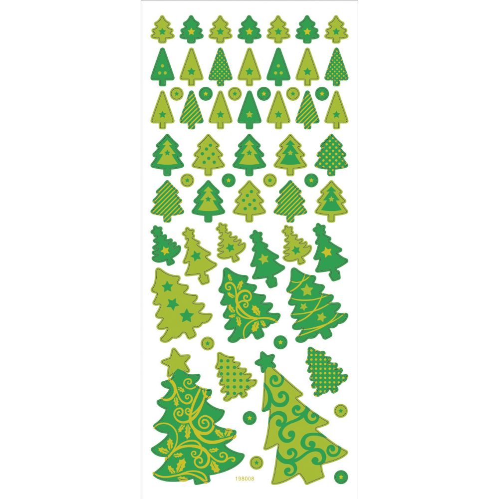 Set Glitter Stickers, 5 Sheets, 10X23 cm, CHRISTMAS