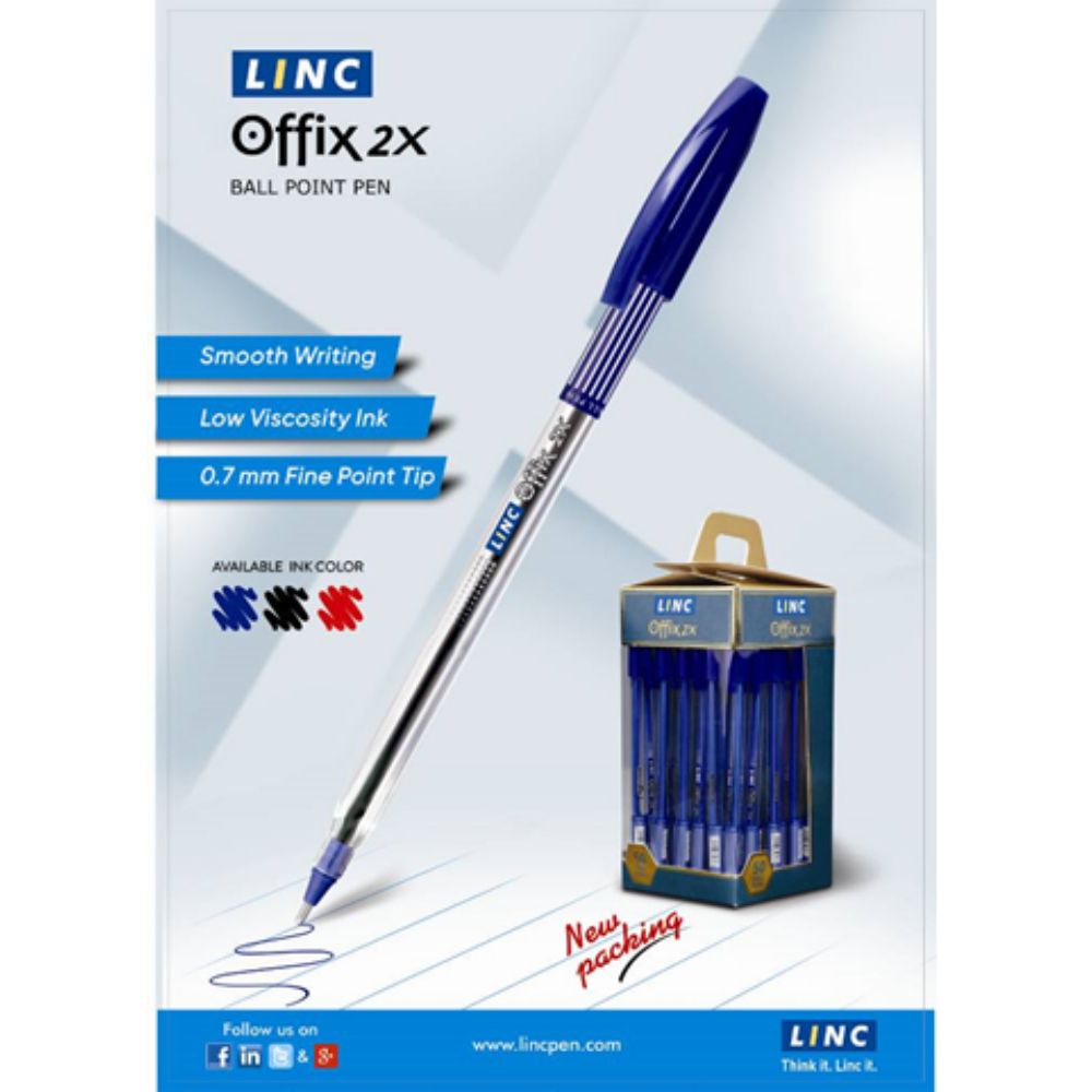 Ball pen LINC Offix 2X/μπλε, κουτί 50τμχ