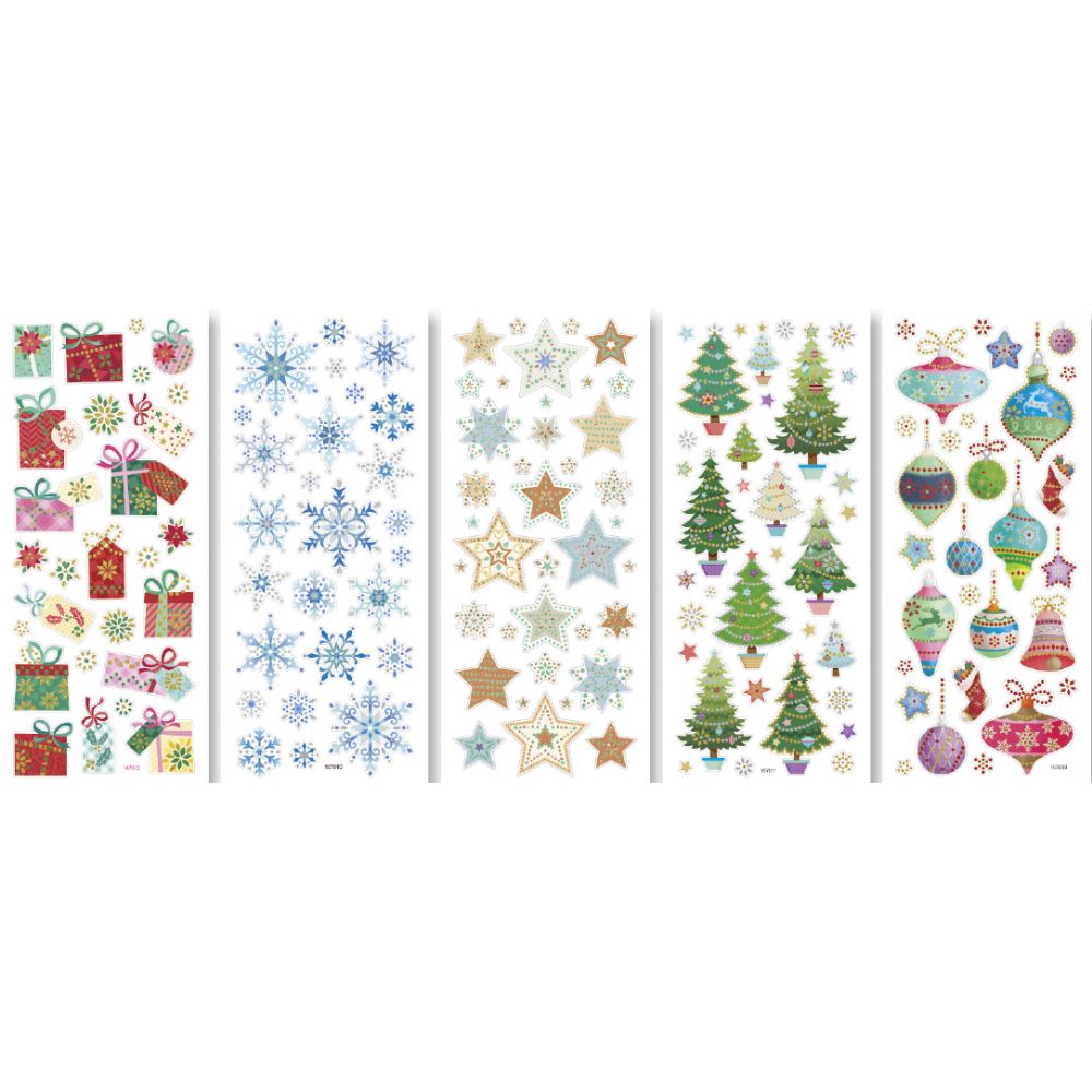 Set Brilliant Stickers, 5 Sheets 10X23 cm - Christmas