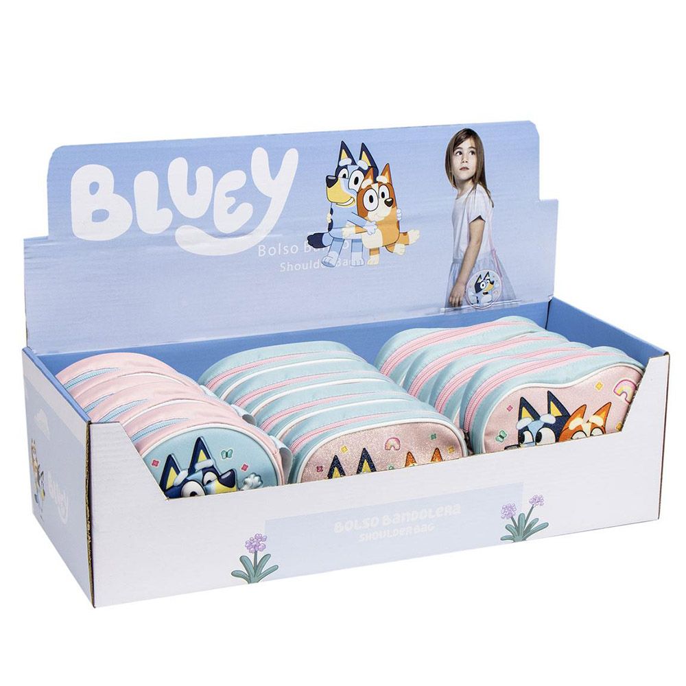 12-pieces Display with Shoulder Bags 13cm BLUEY