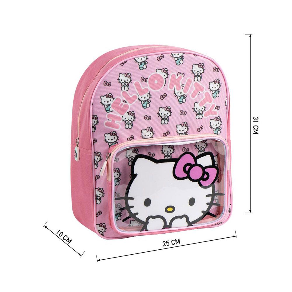 Παιδική Τσάντα Πλάτης 30εκ με Διάφανη Τσέπη Friends HELLO KITTY