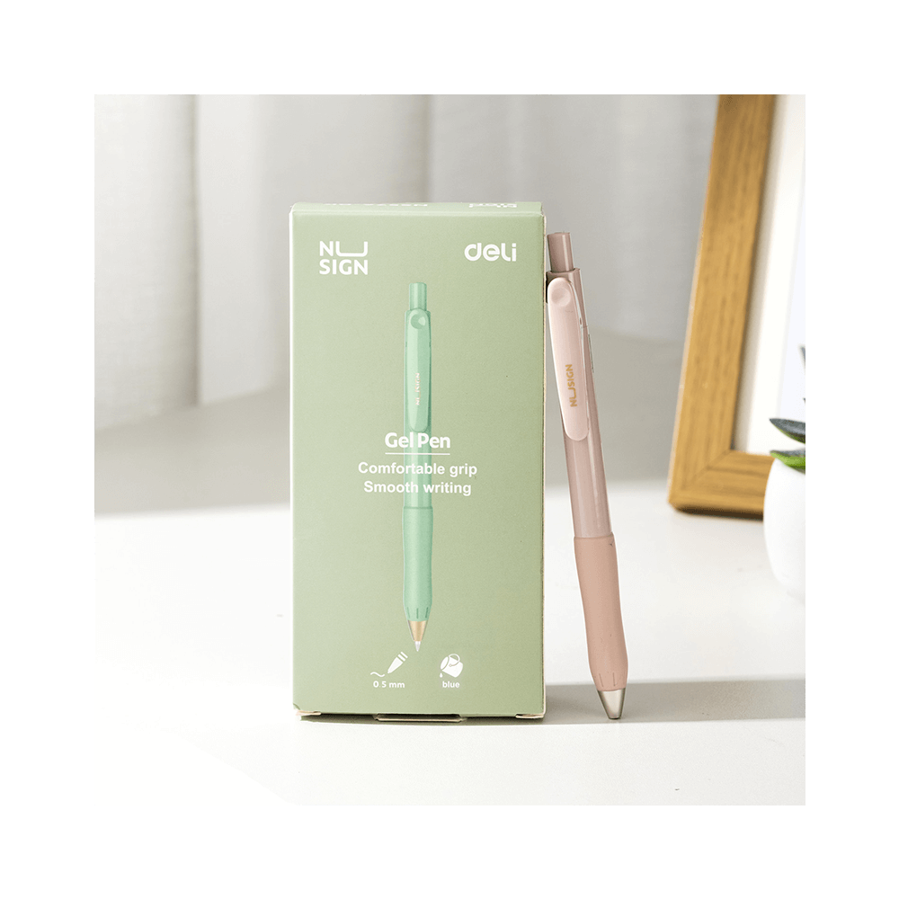 Gel Pen 0.5mm DELI NUSIGN Blue (Pack of 12pcs)