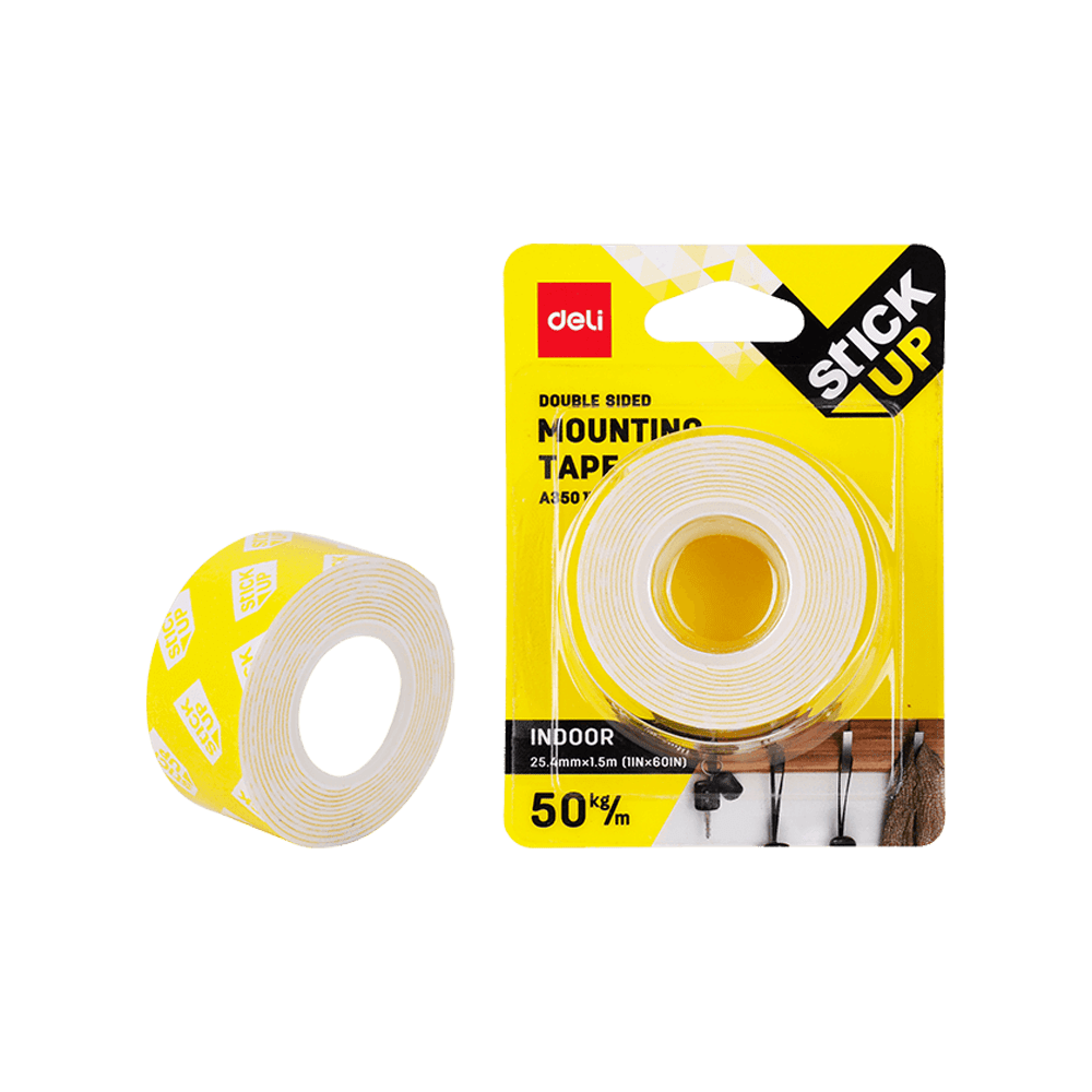 Double-sided Adhesive Tape 2.54cmx1.5m DELI STICK UP (Pack of 6pcs)