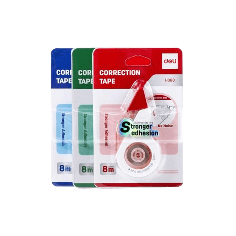 12 Correction Tapes 5mmx8m in 3 colors DELI