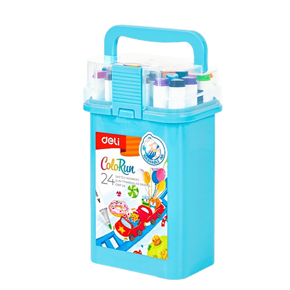 Μαρκαδόροι Σχεδίου Διπλή Μύτη Washable 24 χρωμ. DELI Colorun (Συσκευασία 24τμχ)