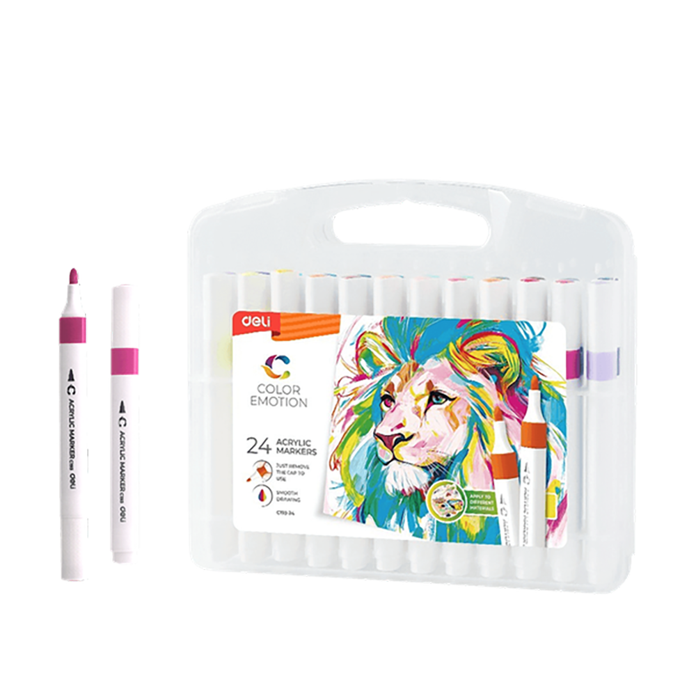Design Acrylic Markers DELI in 12 colors (Pack 12pcs)
