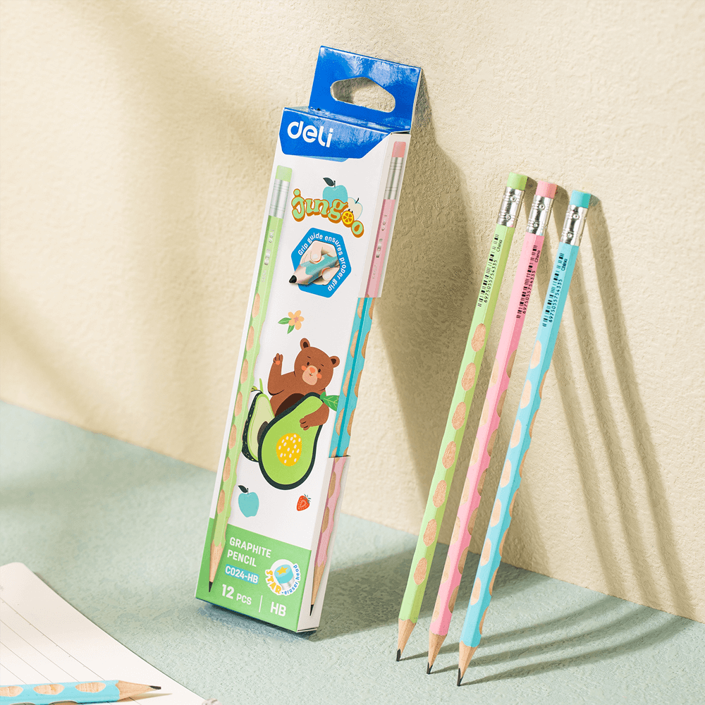 Pencil ΗΒ with Eraser DELI JINGOO (Pack of 12pcs)