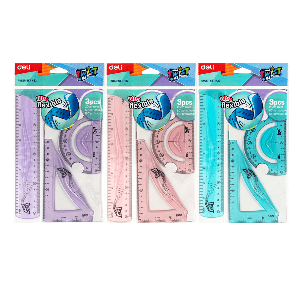 3-pieces Flexible Geometry Set DELI TWISTME