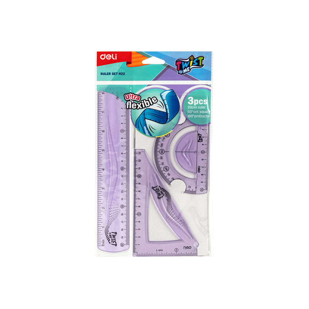 3-pieces Flexible Geometry Set DELI TWISTME