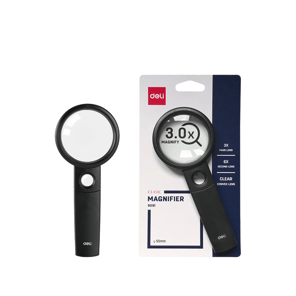 DELI Μεγεθυντικός Φακός Χ3 Φ55mm Πλαστικός Μαύρος [σε blister]