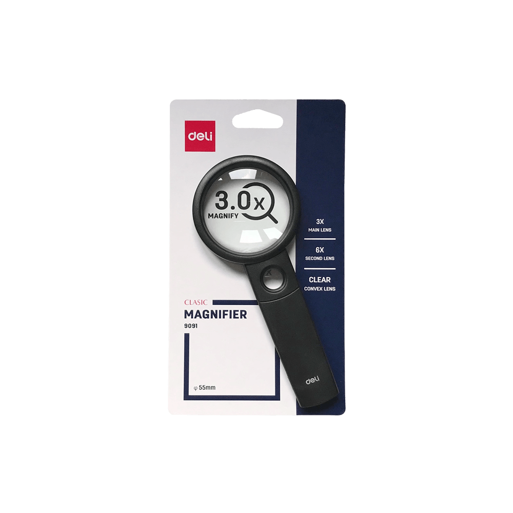 DELI Μεγεθυντικός Φακός Χ3 Φ55mm Πλαστικός Μαύρος [σε blister]