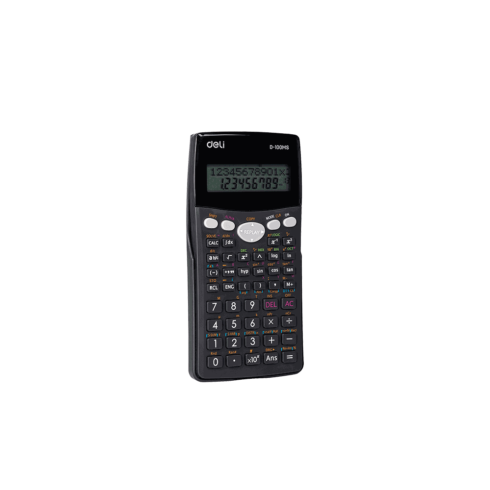 DELI D100MS 12 Digit Scientific Calculator 16x8x2cm Dark Gray