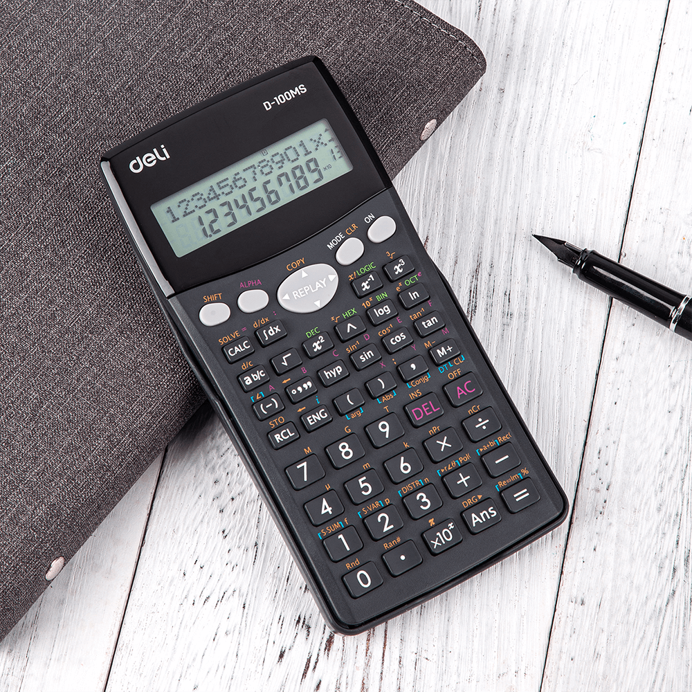 DELI D100MS 12 Digit Scientific Calculator 16x8x2cm Dark Gray