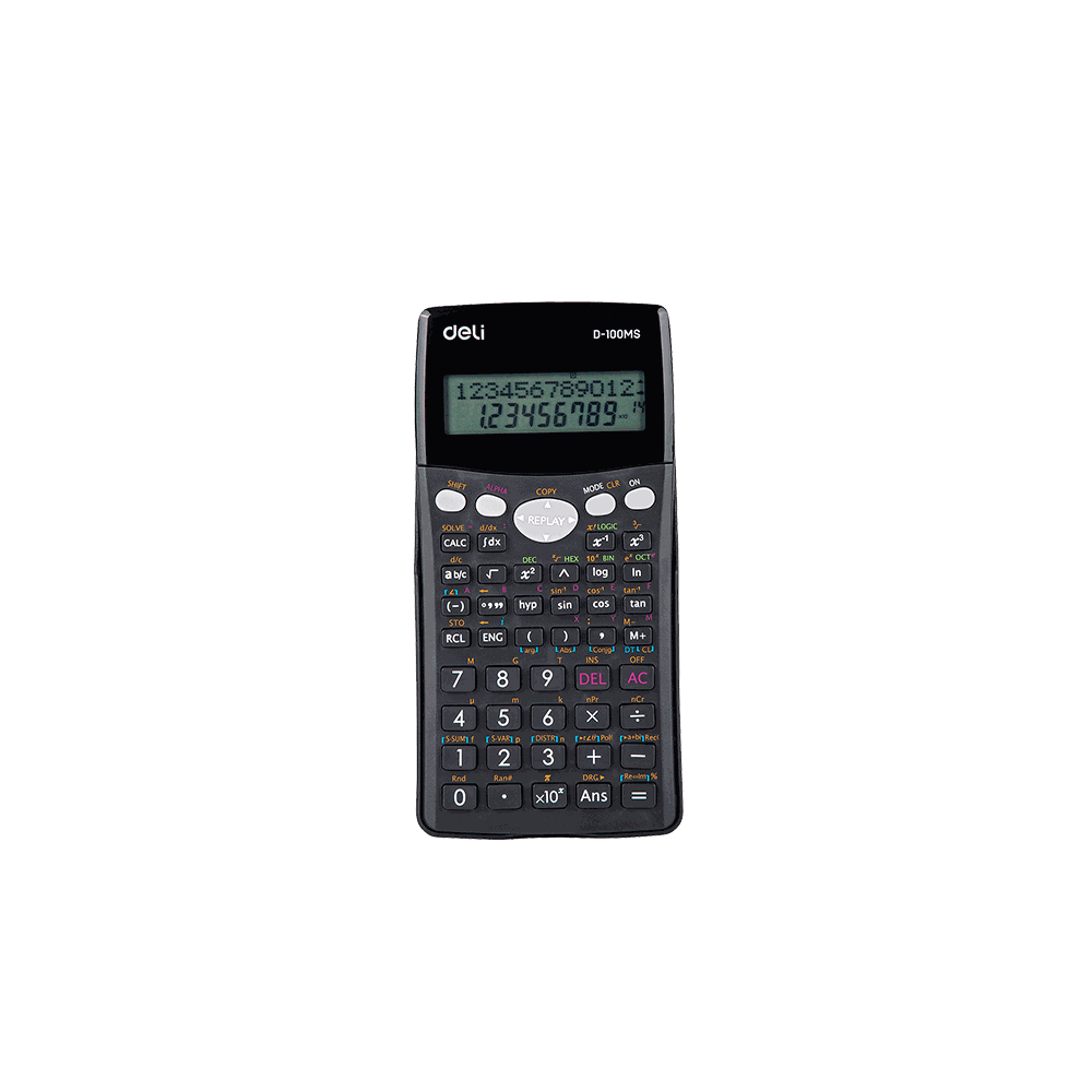 DELI D100MS 12 Digit Scientific Calculator 16x8x2cm Dark Gray