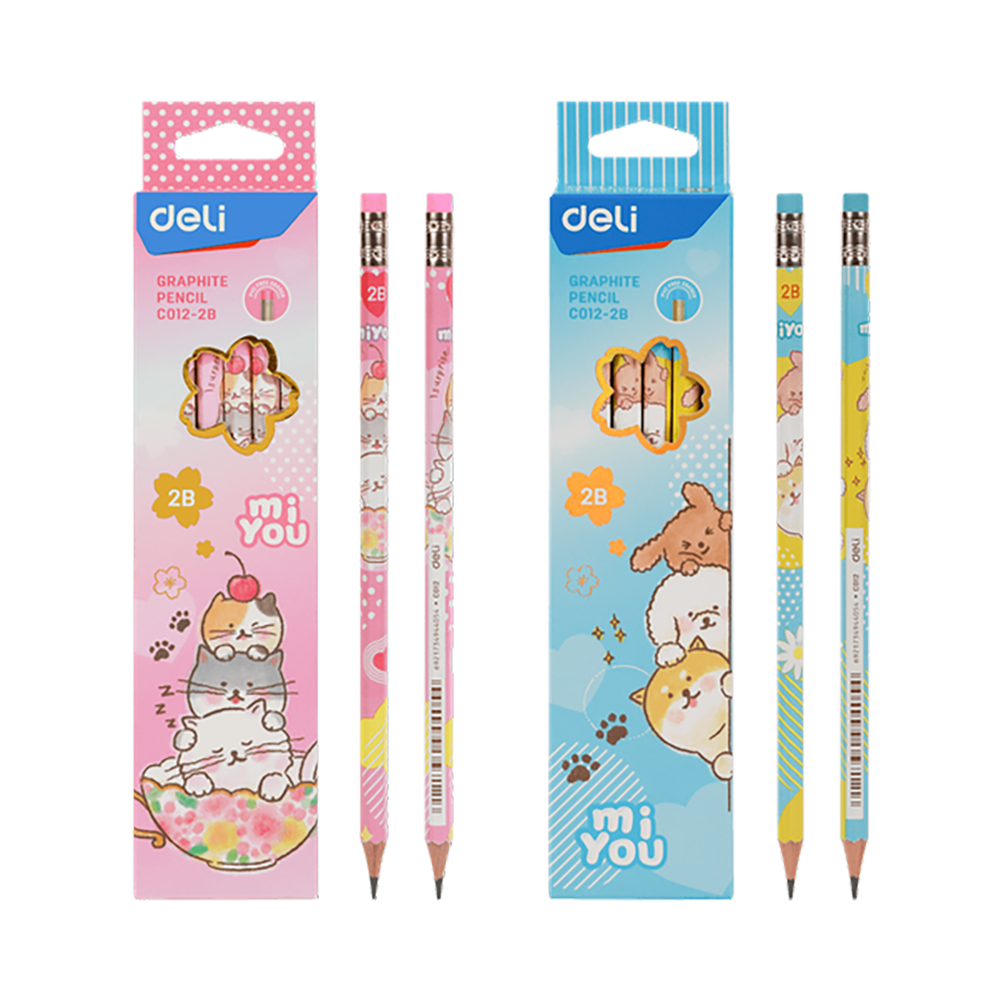 Hexagonal Pencil HB with Eraser DELI U-TOUCH Blue (Pack of 12pcs)