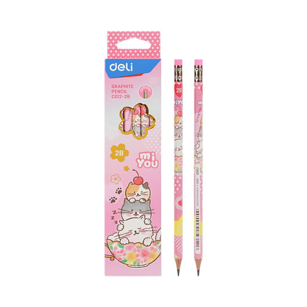 Hexagonal Pencil HB with Eraser DELI U-TOUCH Blue (Pack of 12pcs)