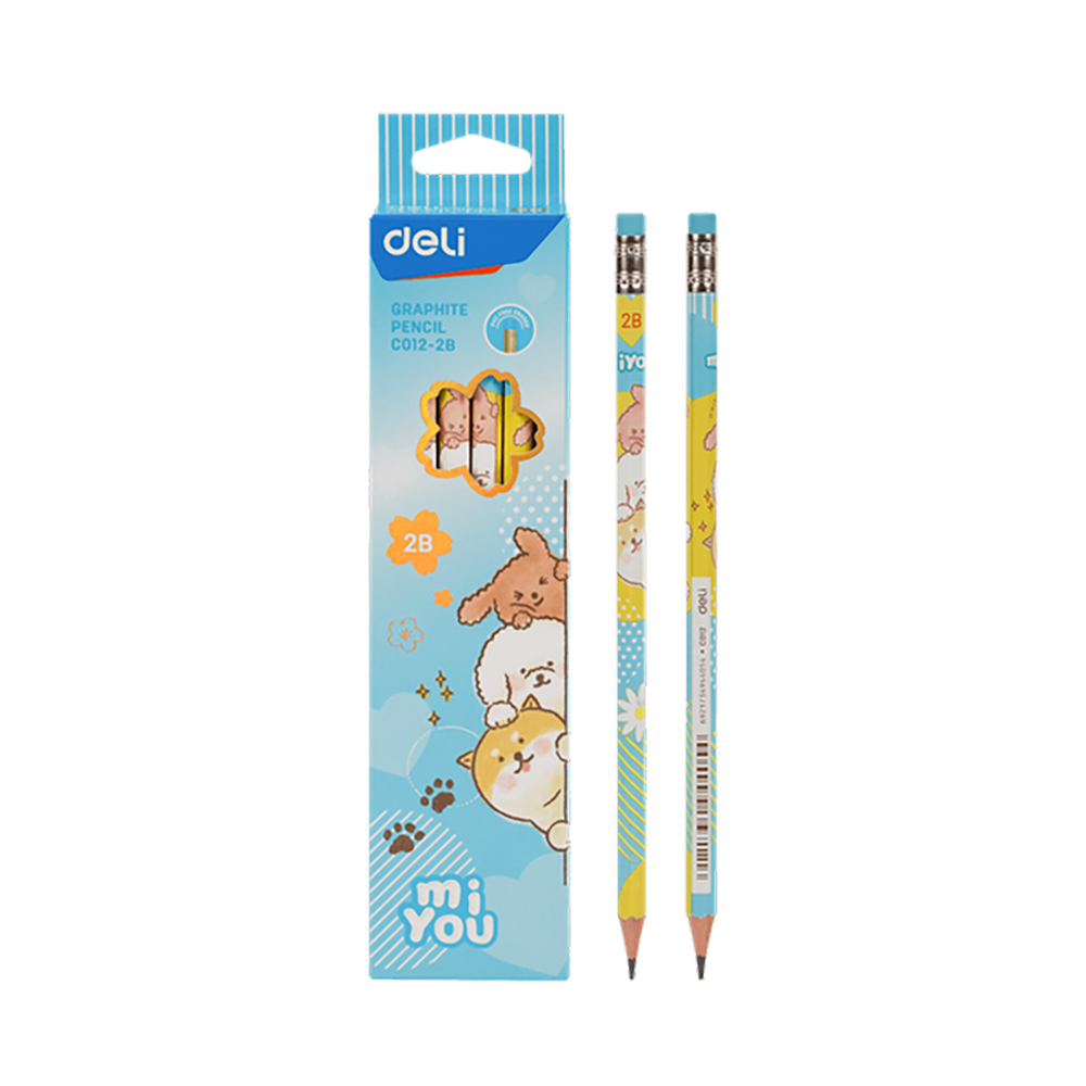 Hexagonal Pencil HB with Eraser DELI U-TOUCH Blue (Pack of 12pcs)