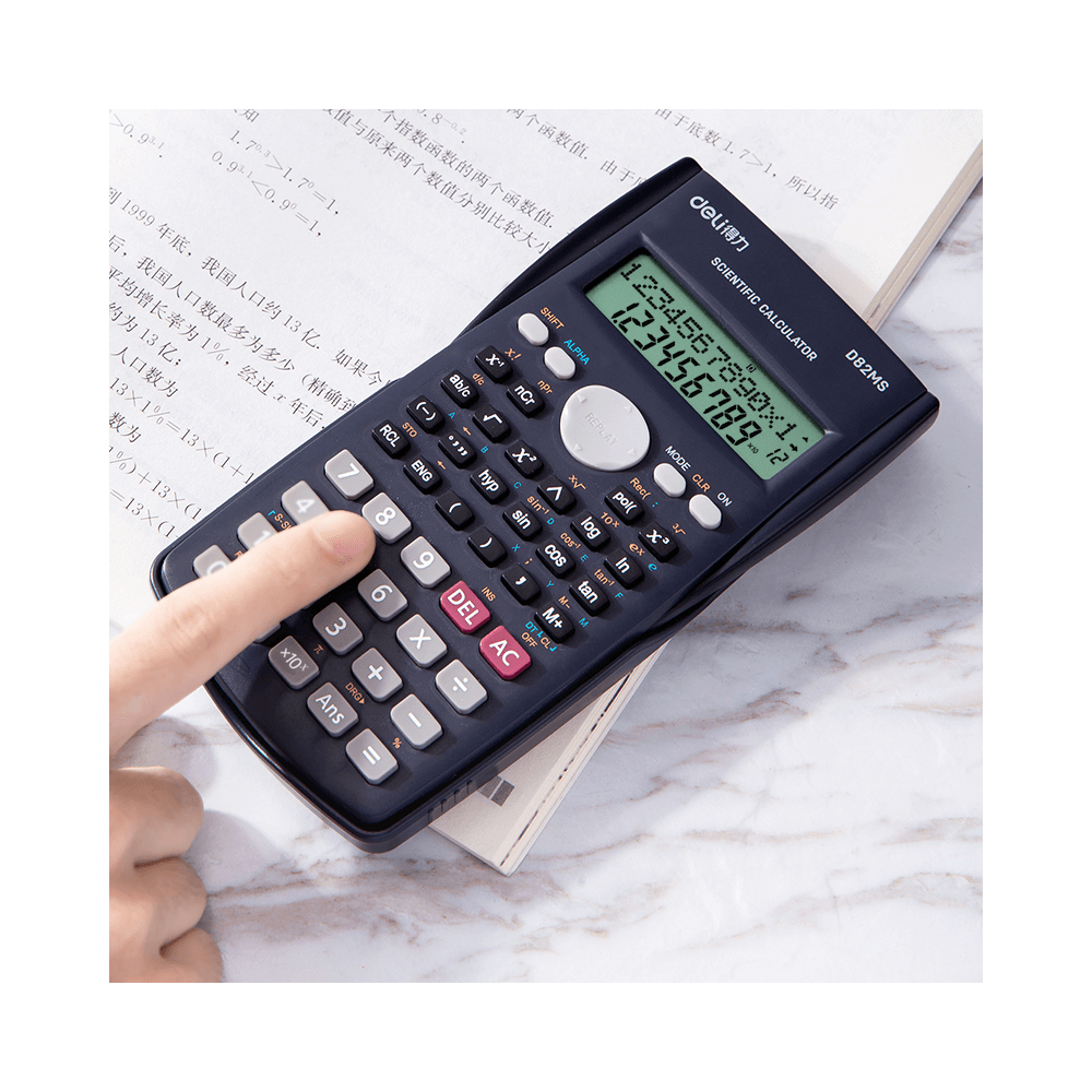 DELI D82MS 12 Digit Scientific Calculator 16x9x2cm Dark Gray