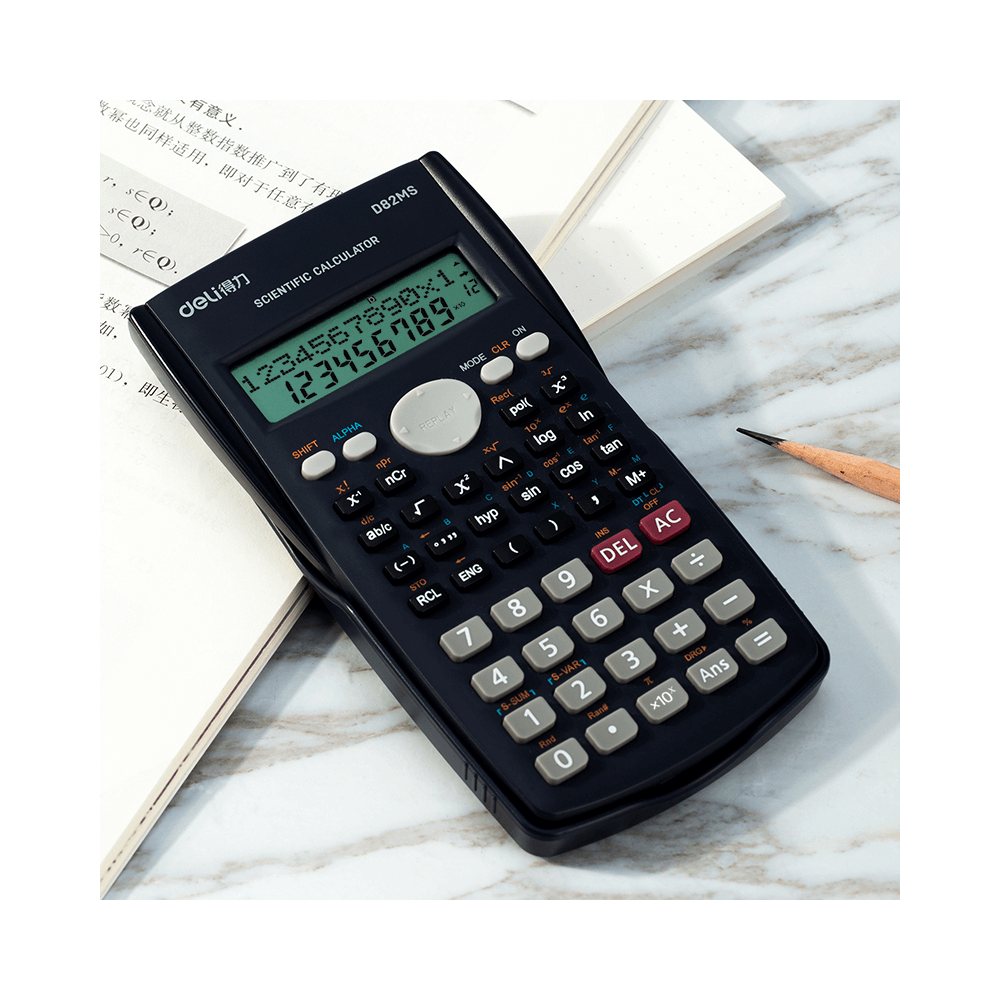 DELI D82MS 12 Digit Scientific Calculator 16x9x2cm Dark Gray