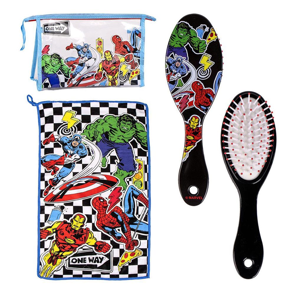 Transparent PVC Toiletry Bag with Hair-brush & Towel MARVEL AVENGERS