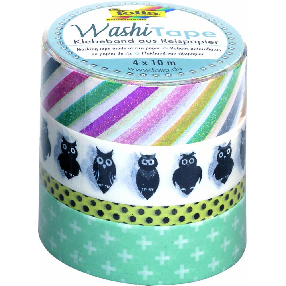 Washi Lace Tape, 4pcs set, Owls