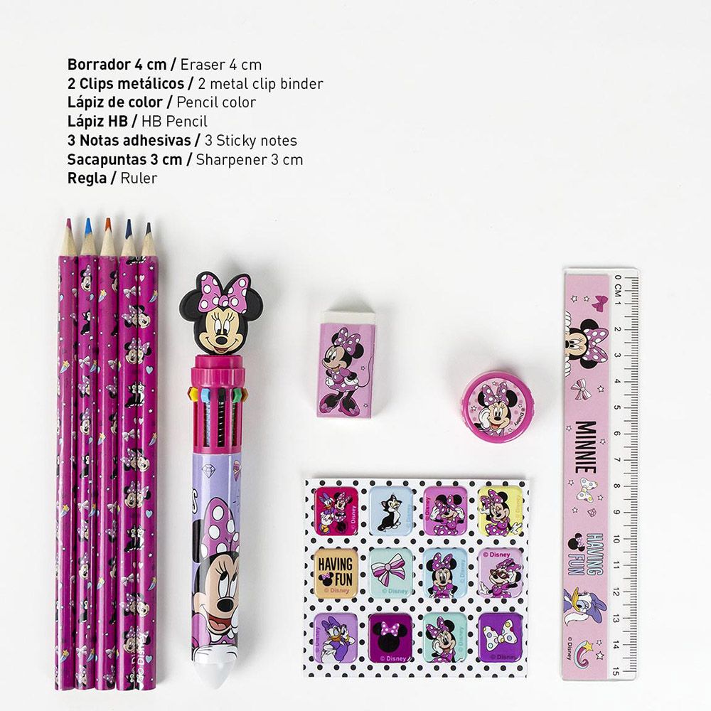 Σούπερ Σχολικό Σετ με 14 Είδη Γραφής DISNEY Minnie Mouse