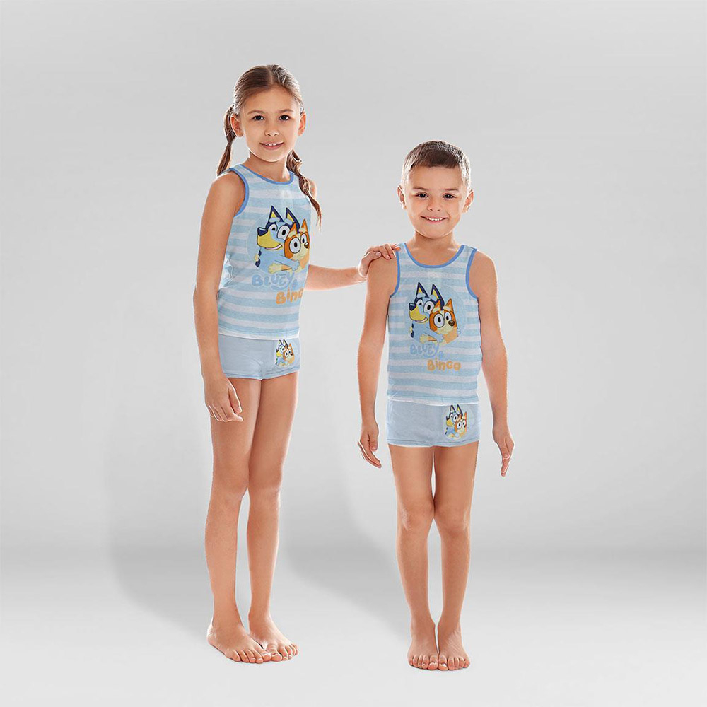 No-sleeves Pyjamas Single Jersey in 5 Sizes (2+3+4+5+6 y.o.) BLUEY - 12pcs set