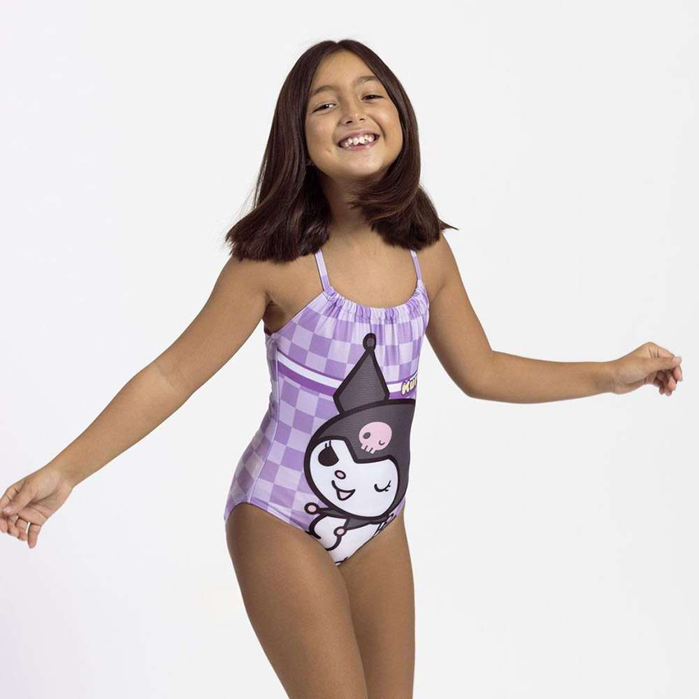 Ολόσωμο Παιδικό Μαγιό για Κορίτσια HELLO KITTY Kuromi, Μεγέθη 5-12 ετών Συσκ. 6 τεμ.