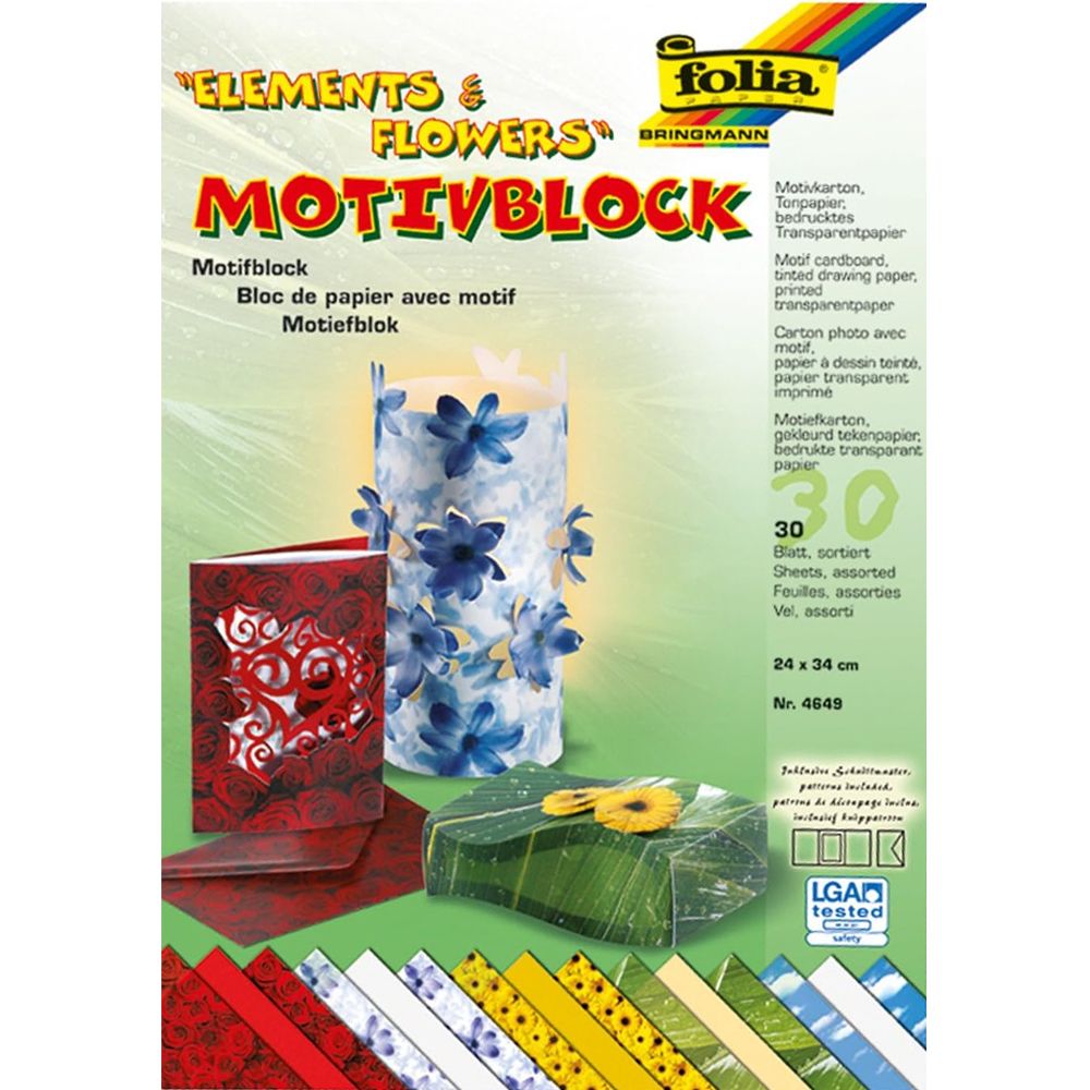 Motif Pad Basics, 24x34 cm, 30 Sheets, Flowers