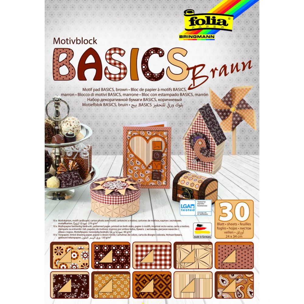 Motif Pad Basics, 24x34 cm, 30 Sheets, Brown