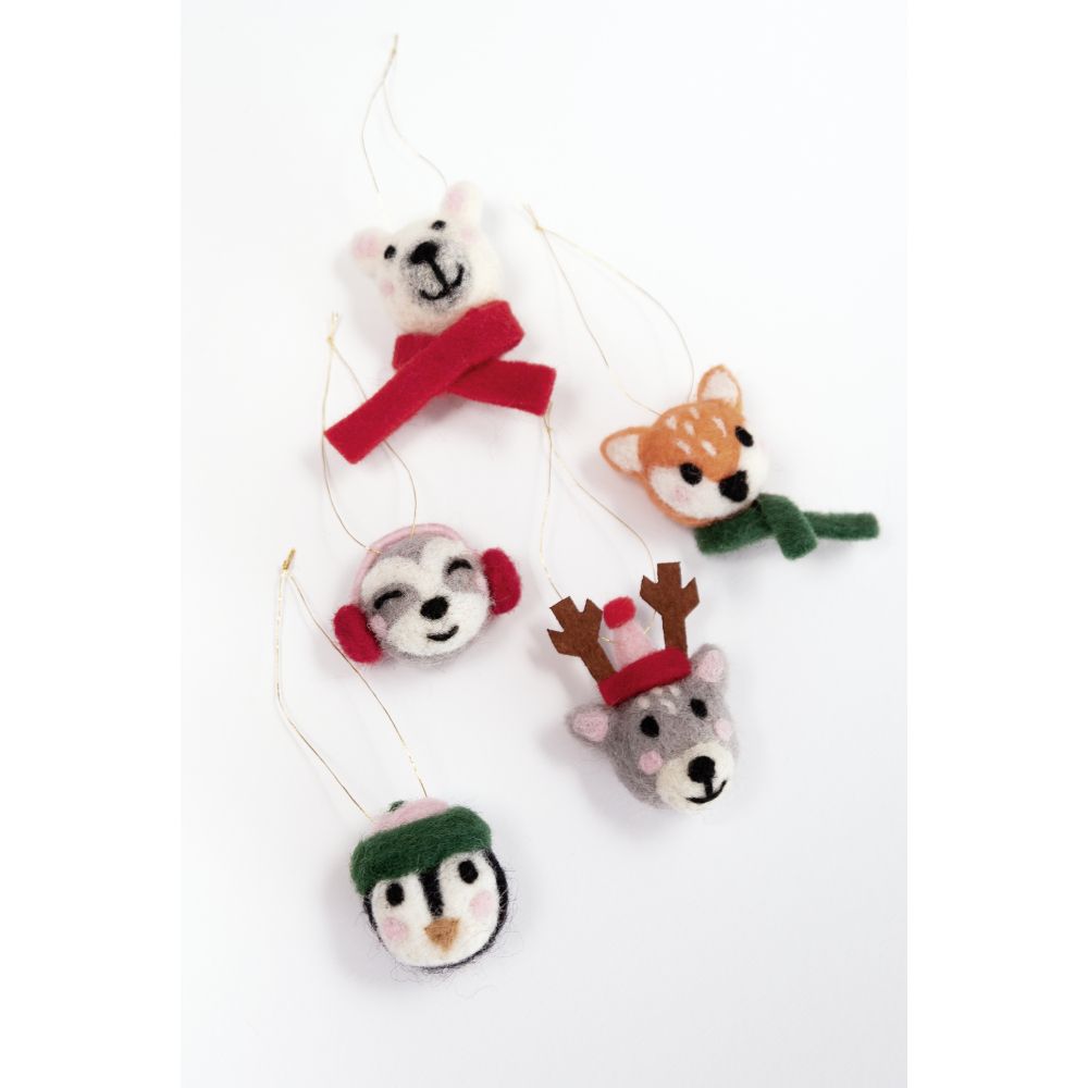 Felt Balls (5 pcs) WINTER ANIMALS