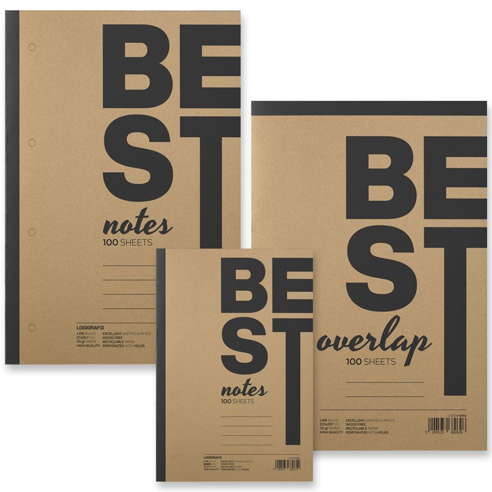 Μπλοκ Σημειώσεων Πλάγιο/Όρθιο BEST NOTES Ριγέ σε 2 Διαστάσεις - 100 Φύλλα - 5τμχ