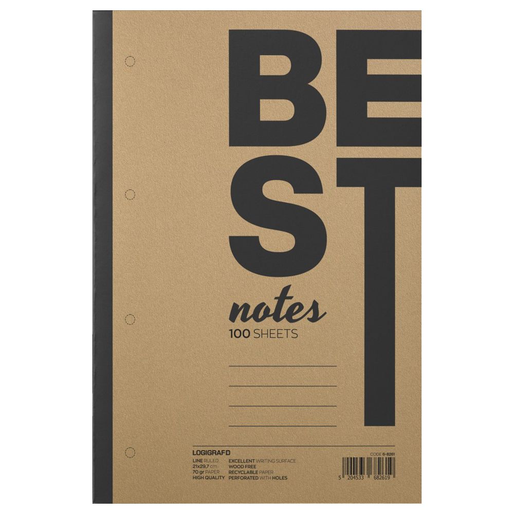 Μπλοκ Σημειώσεων Πλάγιο/Όρθιο BEST NOTES Ριγέ σε 2 Διαστάσεις - 100 Φύλλα - 5τμχ