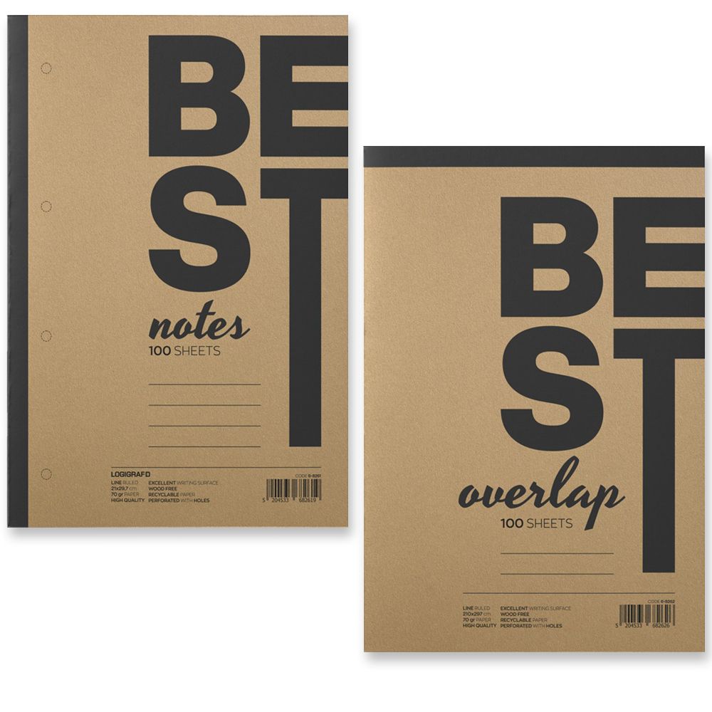 Μπλοκ Σημειώσεων Πλάγιο/Όρθιο BEST NOTES Ριγέ σε 2 Διαστάσεις - 100 Φύλλα - 5τμχ
