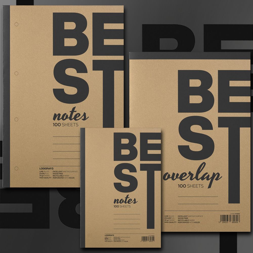 Μπλοκ Σημειώσεων Πλάγιο/Όρθιο BEST NOTES Ριγέ σε 2 Διαστάσεις - 100 Φύλλα - 5τμχ