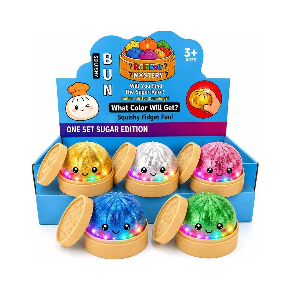 Glitter Squishy Dumpling with LED 8.5cm -Display 12pcs