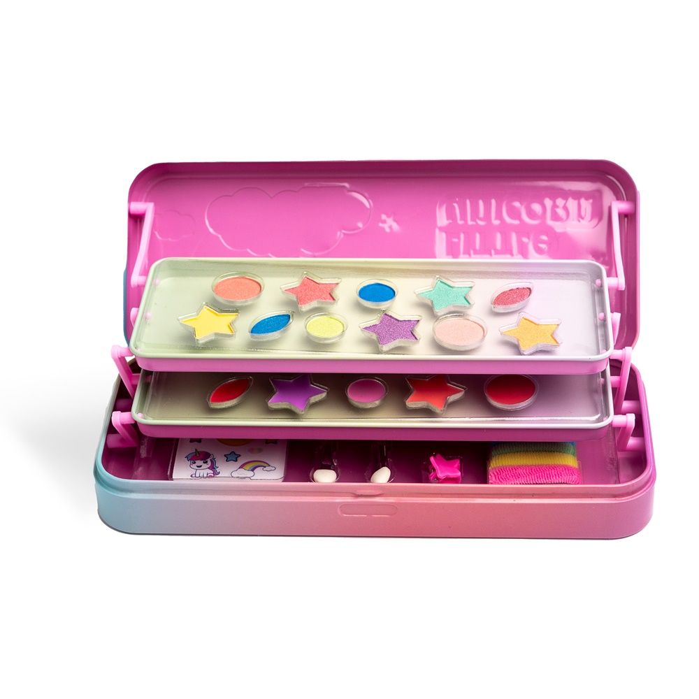 Perfect Traveller Tin Case with Cosmetics LITTLE UNICORN with 3 Levels