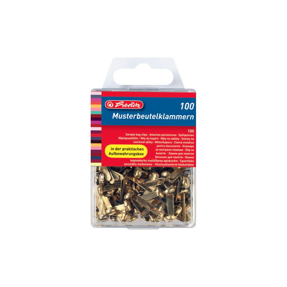 HERLITZ Brass Sample Bag Clips 100pcs - 5pcs Package