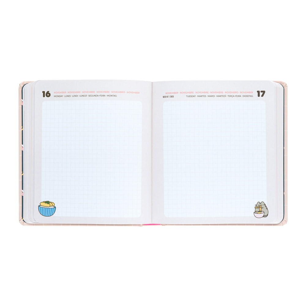 Hardcover School Daily Agenda 11 Months 2026/2027 14X16cm PUSHEEN