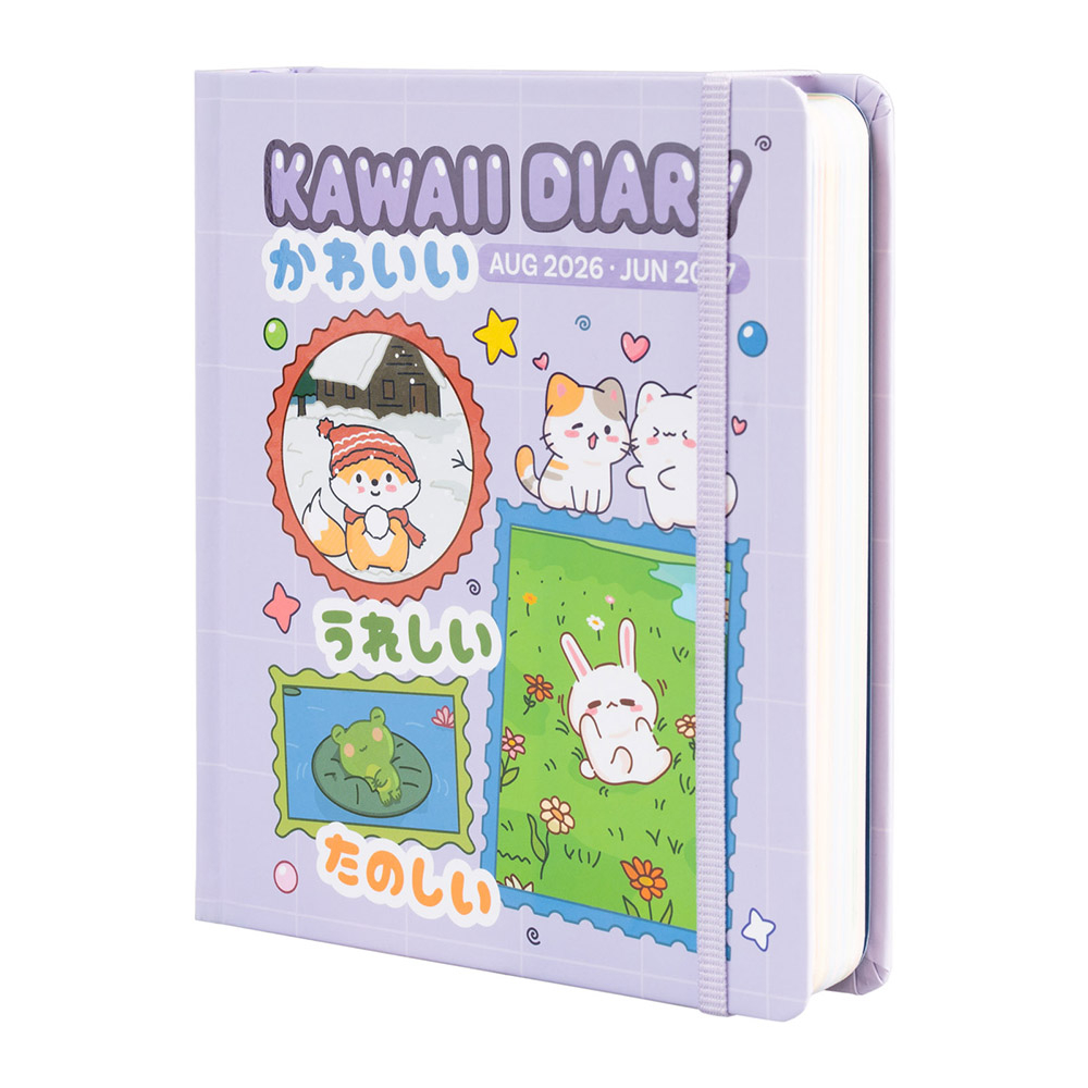 Hardcover School Daily Agenda 11 Months 2026/2027 14X16cm KAWAII