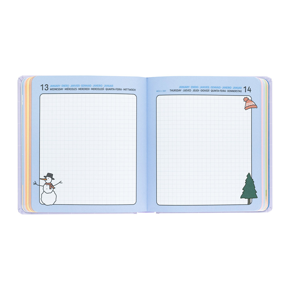 Hardcover School Daily Agenda 11 Months 2026/2027 14X16cm KAWAII